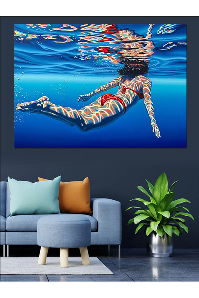 KanvasSepeti Γυναίκα που επιπλέει στο νερό Υψηλής ποιότητας ελαιογραφία Με υφ...