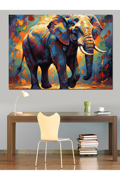 KanvasSepeti Artă abstractă Elefant Pictură în ulei de înaltă calitate textur...