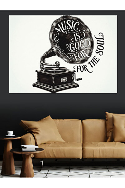 KanvasSepeti Vopsea în ulei de înaltă calitate Old Gramophone texturat Canvas...