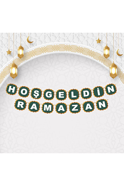 GenelTedarik Karton Yazı Hoşgeldin Ramazan Banner Köşeli Yeşil Temalı