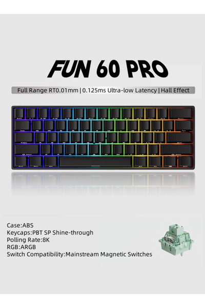 AKKO Mechanical Gaming Keyboard Rapid Trigger 60% Wired 8KHz RGB Backli Side Printed Keycap