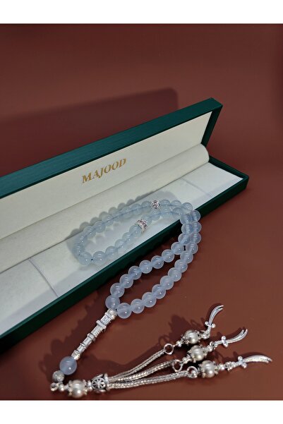 MAJOOD 45 Real Aquamarine Prayer Beads/Tasbih/8MM/For Men And Women