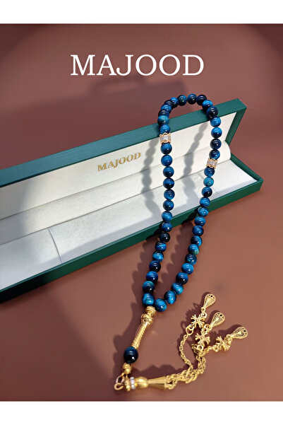 MAJOOD 45 Real Blue Tiger's Eye Prayer Beads/Tasbih/8MM/For Men And Women