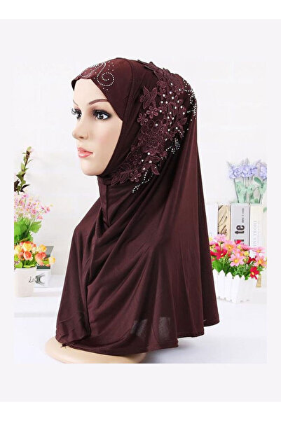 Generic Lace Splicing Headscarf Deep Coffee