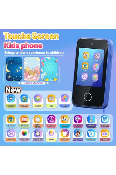 M.A&F's M.A&F Kids Smart Toy Phone with Dual Camera & MP3 (Blue, Ages 3-7)
