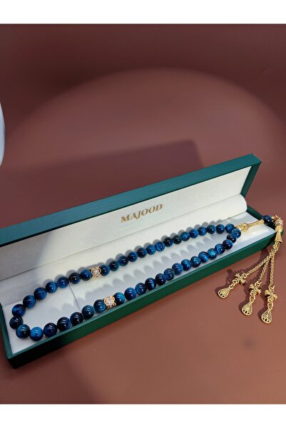 MAJOOD 45 Real Blue Tiger's Eye Prayer Beads/Tasbih/8MM/For Men And Women