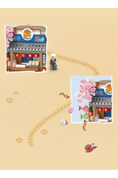 Generic Kids' Ice Cream Cart Toy, 300 Ice Cream Building Blocks, Role-Playing Store,red