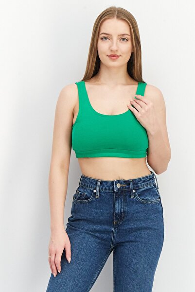 Don't Call Me Jennyfer Women Scoop Neck Sleeveless Plain Bralette Top, Green