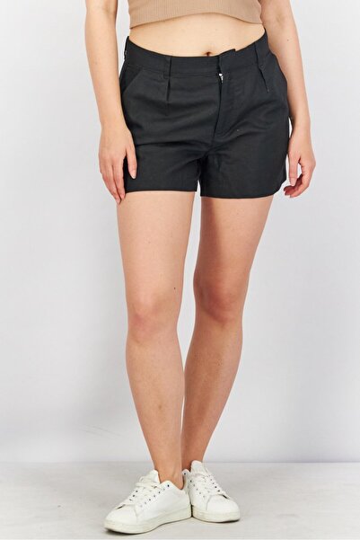 Avec Les Filles شورت نسائي سادة أساسي، أسود