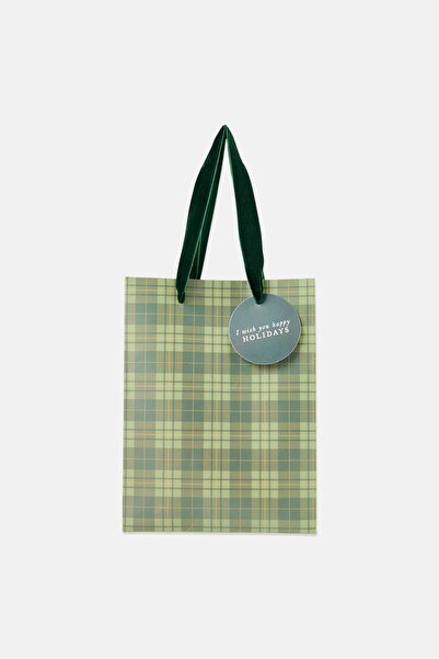 Muy Mucho Plaid Christmas Gift Paper Bag, Multicolor