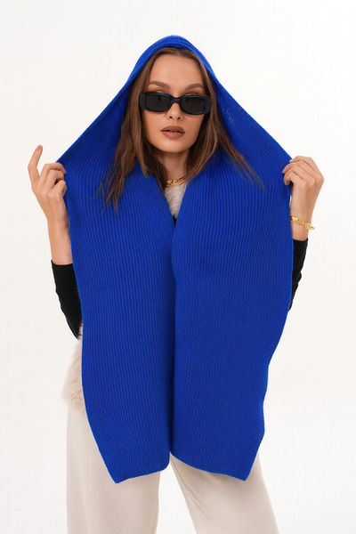 Ritagarcia Şal tricotat cu detaliu cu glugă | Tendință în eșarfe cu glugă