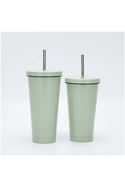 Arabest زجاجة ترمس من الفولاذ المقاوم للصدأ باللون الأخضر سعة 750 مل مع قشة و...