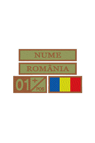 Studioul de Broderie Set personalizat - România - Grupă sanguină - Drapel