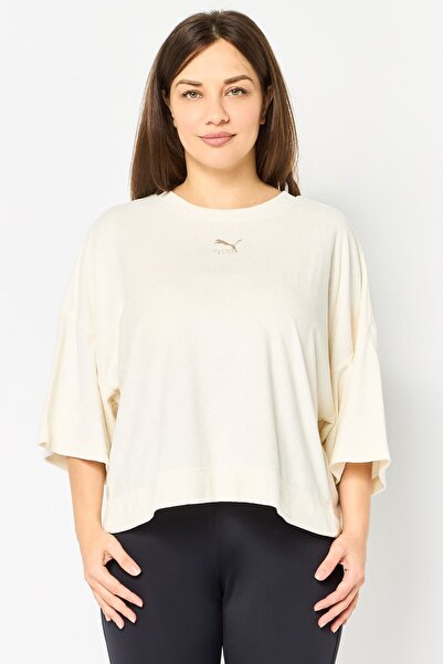 Puma Women Oversized Fit Short Sleeve Outdoor T-Shirt, Cream