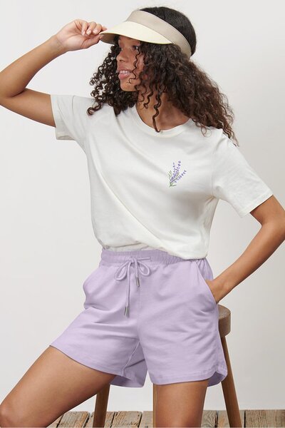 Tchibo Women Regular Fit Plain Basic Shorts, Purple