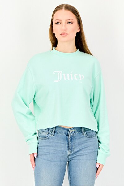 Juicy Couture Women Crew Neck Long Sleeve Graphic Print Sweatshirt, Green