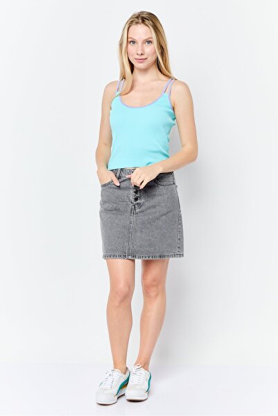 ASOS Women Scoop Neck Sleeveless Ribbed Tank Top, Light Blue