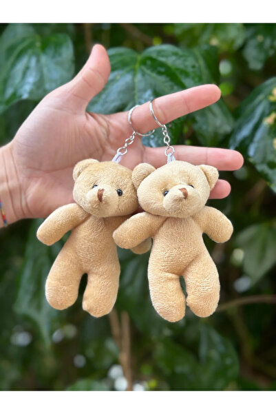 NET MARKET 5 Adet Peluş Ayıcık Anahtarlık KREM 12 cm. Anahtarlıklı