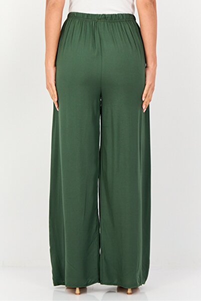 Happiness İstanbul Women Regular Fit Plain Palazzo Pants, Dark Green