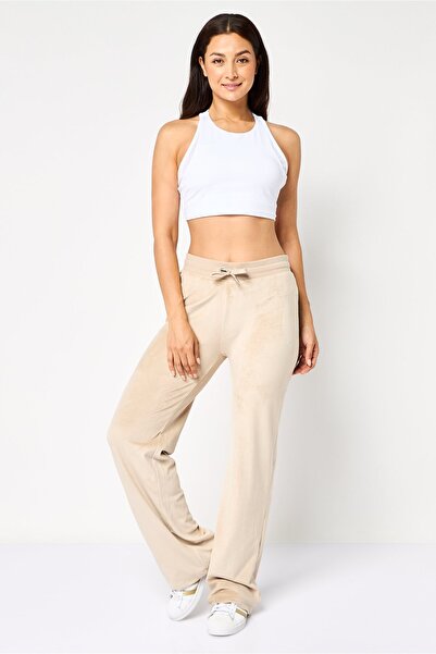Juicy Couture Women Velvet Straight Pants, Beige
