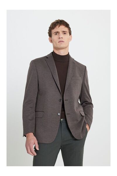 LC Waikiki Men's Brown Regular Fit Comfortable Cut Mono Collar Checkered Jack...