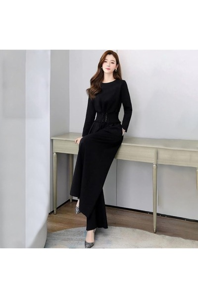 FASHION جمبسوت نسائي أنيق واسع الساقين بحزام من مجموعة Desert Luxe Solid Dese...