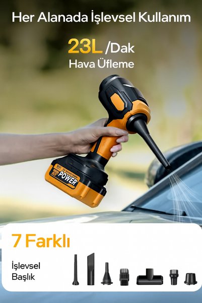 MO DOU 20 000 PA Kablosuz Şarjlı Araç İçi Süpürge | Vakum + Hava Üfleme | Taşınabilir Oto Temizleyici