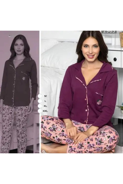 zahyat Women's Maroon Pajama with Elegant Floral Prints