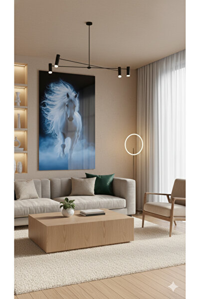 BLT DİZAYN Power and Freedom Themed White Horse Glass Painting – Premium Quality