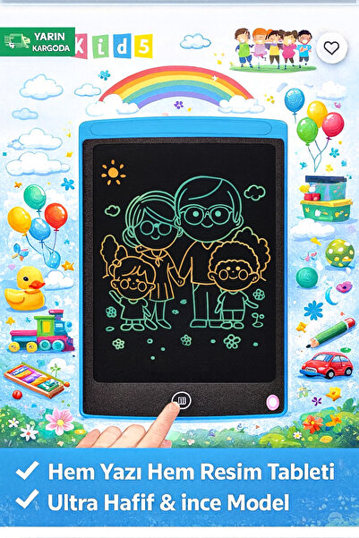 BLUE SİDE Digital 8,5 Inc Yazı Tahtası Yazı Tableti Çocuklar İçin Eğitici Yazı Tableti