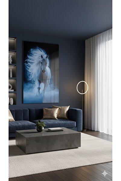 BLT DİZAYN Power and Freedom Themed White Horse Glass Painting – Premium Quality