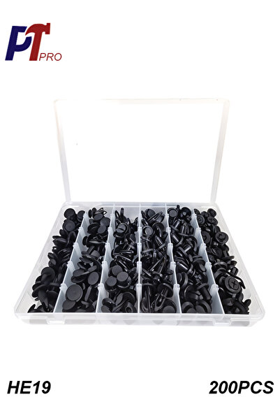 PT pro 200PCS Car Plastic Push Clips Assortment Set with Storage Box HE19
