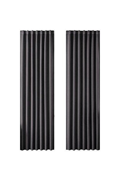 JOYDECO Thermal Blackout Curtains Set of 2 with Concealed Loops – Dark Grey 240x135cm