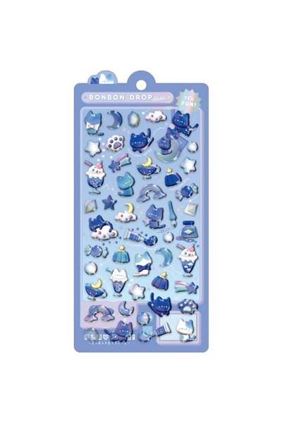 Concord Bonbon Drop Dolgulu Cam Görünümlü Sticker Çıkartma - Gece Kedisi