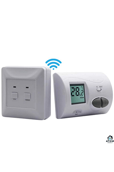 ATOM DEALS Termostat wireless RF, alb, cu receptor, LCD iluminat, 5–35°C, ±0,5°C
