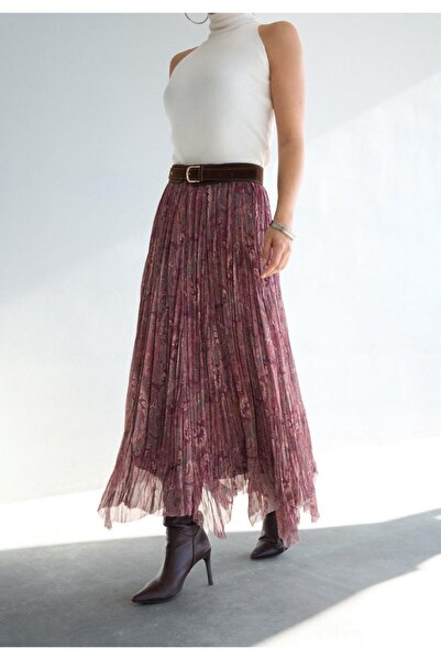 Serpirella Butik Patterned Chiffon Skirt