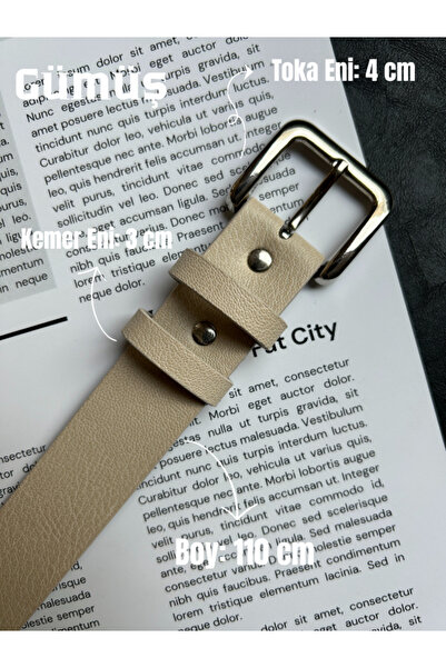 LİA KEMER Loyal Rectangular Patterned Women's Silver Buckle Belt Coat Belt Dress Belt Trouser Belt