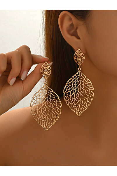 Take Two By Styli Women Metal Texture Hollow Carved Earrings