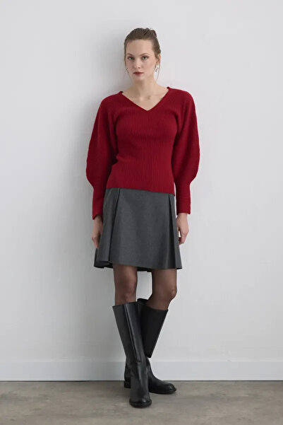 Gusto Bat Sleeve Wool Knitwear - Red