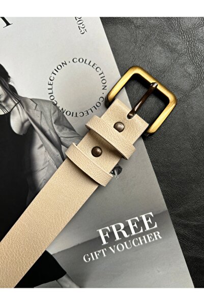 LİA KEMER 2-Piece Loyal Rectangular Pattern Women's Antique Vintage Buckle Belt Coat Belt Dress Belt Trouser Belt