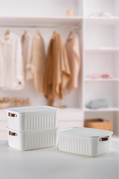 nouray 3 Pcs 10 Lt Decorative Multi-Purpose Organizer Box with Lid, Organizer, Organizer