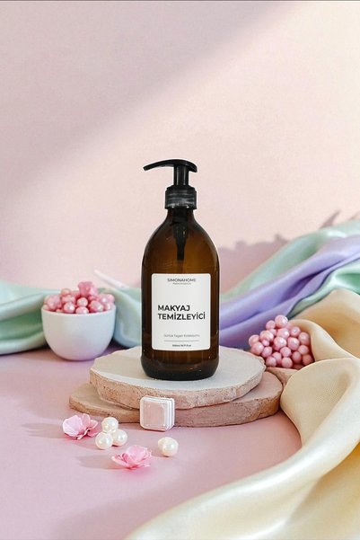 Simona Home 2-Piece Amber Chubby Bottle with Wooden Stand Makeup Remover and Hand Cream 500ml Amber Glass Bottle 2 Pieces