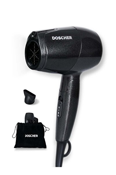 DOSCHER Portable Foldable Hair Dryer 1000W with Concentrator Nozzle & Travel Pouch