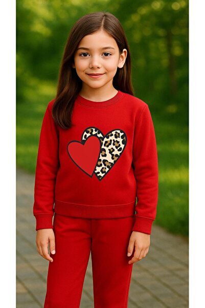 playwear Παιδικό Φούτερ Σετ Ρούχων με Σχέδιο ΛΕΟΠΑΡ ΚΑΡΔΙΑ για Κορίτσια και Α...