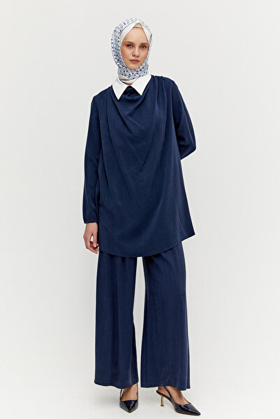 Setrms Degaje Yaka Tunik Pantolon Etek İkili Takım