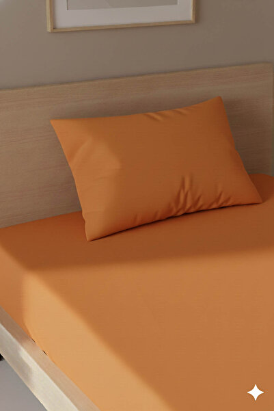 FAVORA 100% Cotton Ranforce Premium Single Bed Sheet Set - Orange