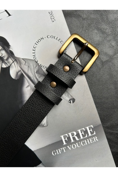 LİA KEMER 2-Piece Loyal Rectangular Pattern Women's Antique Vintage Buckle Belt Coat Belt Dress Belt Trouser Belt