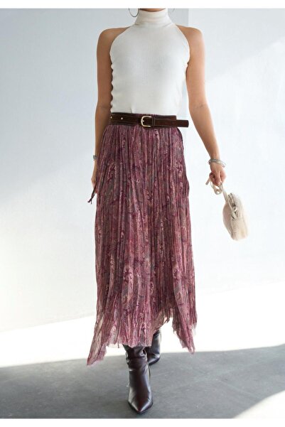 Serpirella Butik Patterned Chiffon Skirt