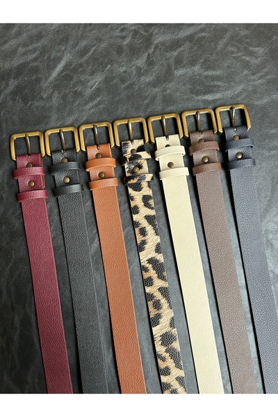 LİA KEMER 7-Piece Loyal Rectangular Pattern Women's Antique Vintage Buckle Belt Coat Belt Dress Belt Trouser Belt