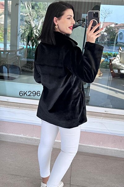 İnce Topuk Suede Inside and Rabbit Fur Outside Jacket 6K296